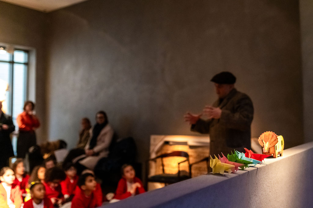 Triceratops origami making activity. Photo: Pauliina Roots 