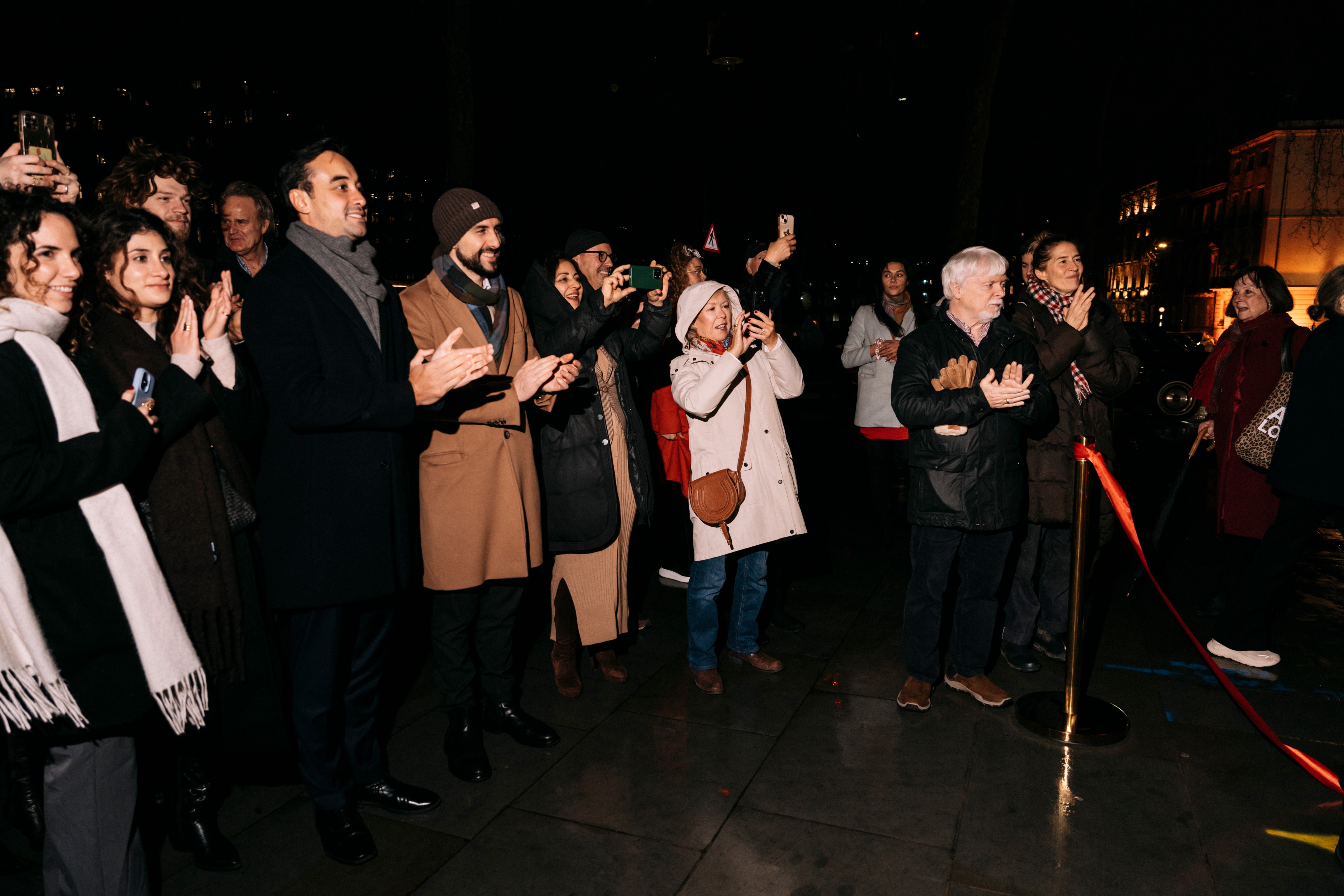 Guests at the unveiling of Vanstone’s 'Carrara Triceratops Skull' sculpture with Mayfair art gallery David Aaron. Photo: Gabrielle Thomas