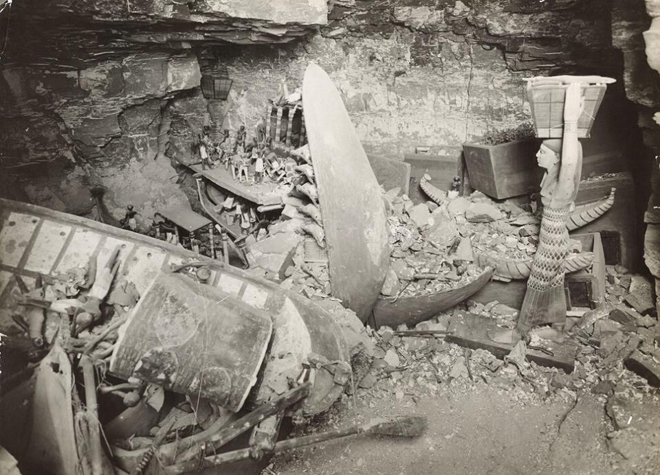 Wooden offering figure in the hidden chamber of Meketre’s tomb. Thebes, 18 March 1920.
