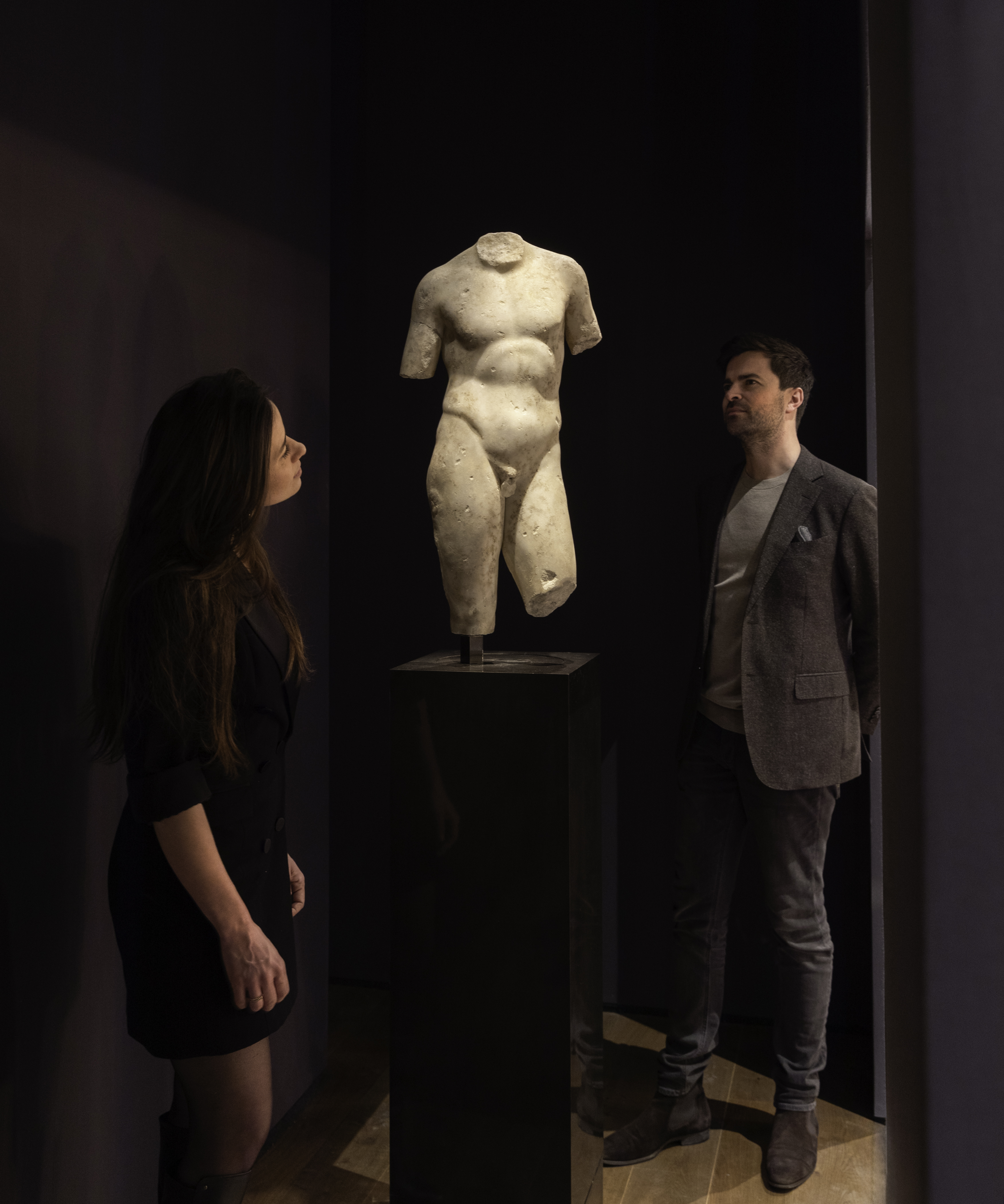 Torso of a Youth on display in David Aaron's TEFAF Maastricht 2026 presentation. Image: David Owens