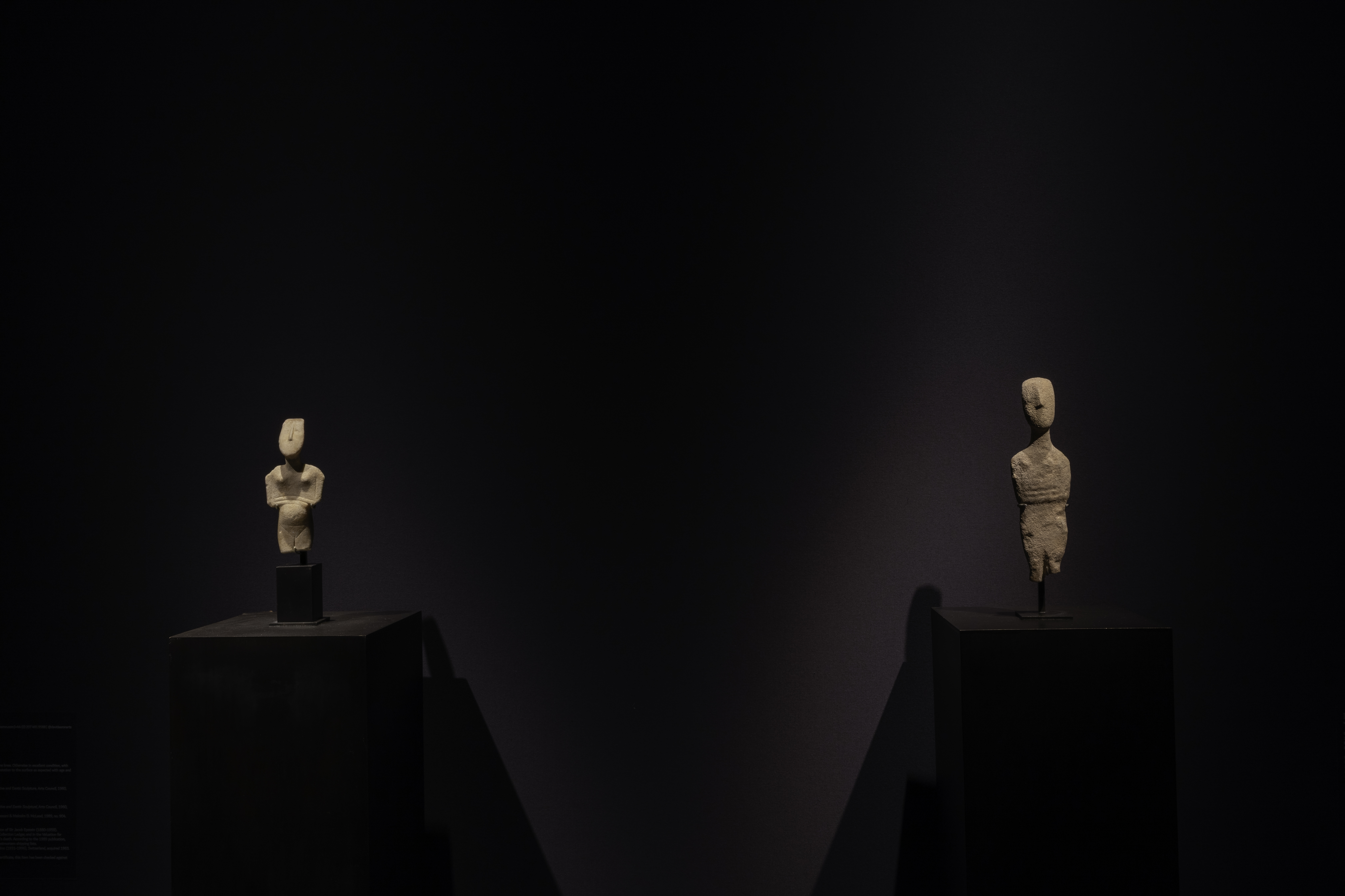 Cycladic Idols on display at David Aaron's TEFAF Maastricht 2026 presentation. Image: David Owens