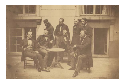 Adolphe Raifé (1802-1860), standing on the left, with some friends at his home at 9 rue de Lille, Paris. May 1859. 