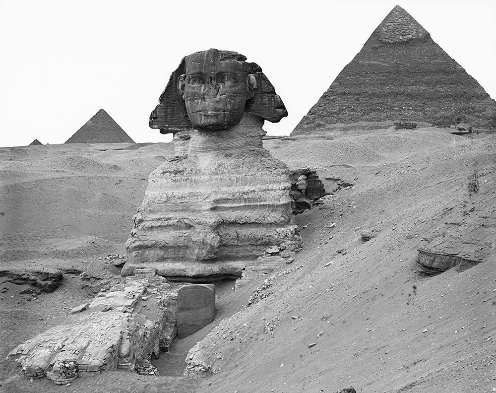 Late 19th century photograph - Pyramid and Sphinx, Egypt. 
