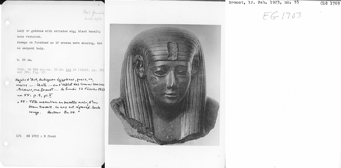 Statue recorded in the files of Bernard V Bothmer (1912-1993) as EG 1703 