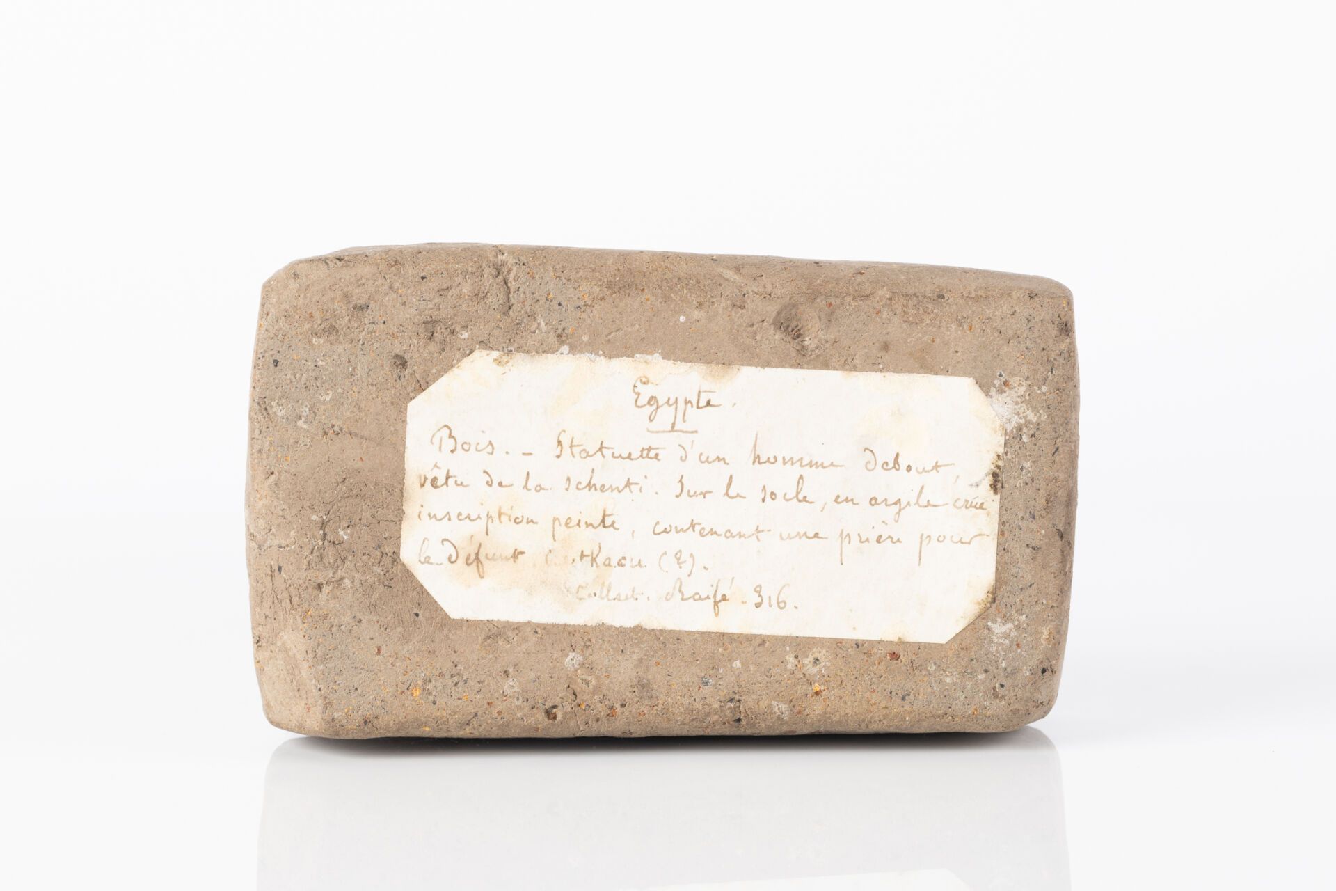 Handwritten note on underside of base recording the piece within the Raifé collection.  