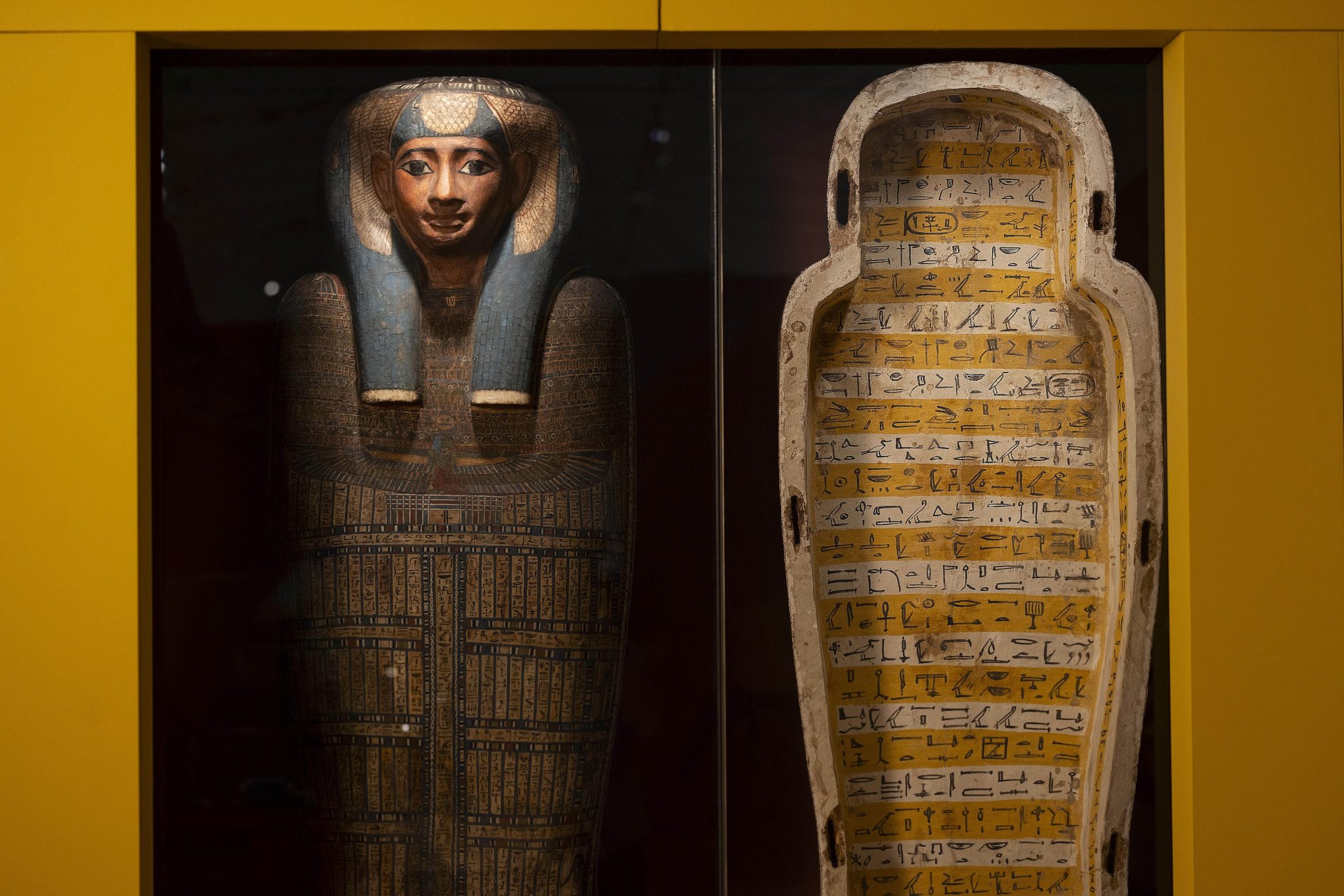 The inner sarcophagus of Princess Sopdet-em-haawt on view as part of Making Egypt, Young V&A, 2025. Courtesy Victoria and Albert Museum, London. Photo: David Parry