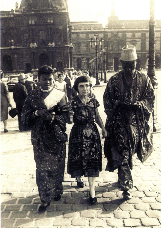 Madeleine Rousseau (1895-1980), centre, outside the Musée du Louvre, Paris. 
