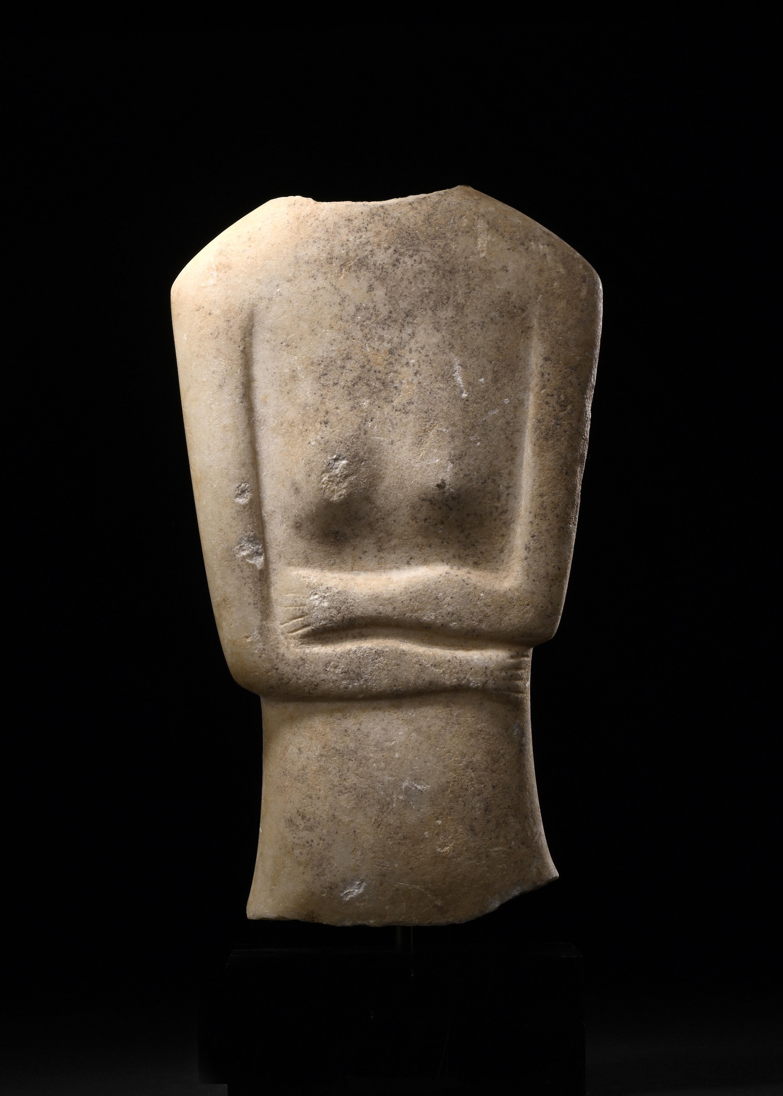 Monumental Cycladic Torso of an Idol, possibly by the Copenhagen Master 2500-2000 B.C., Bronze Age, Greece Marble H: 32 cm